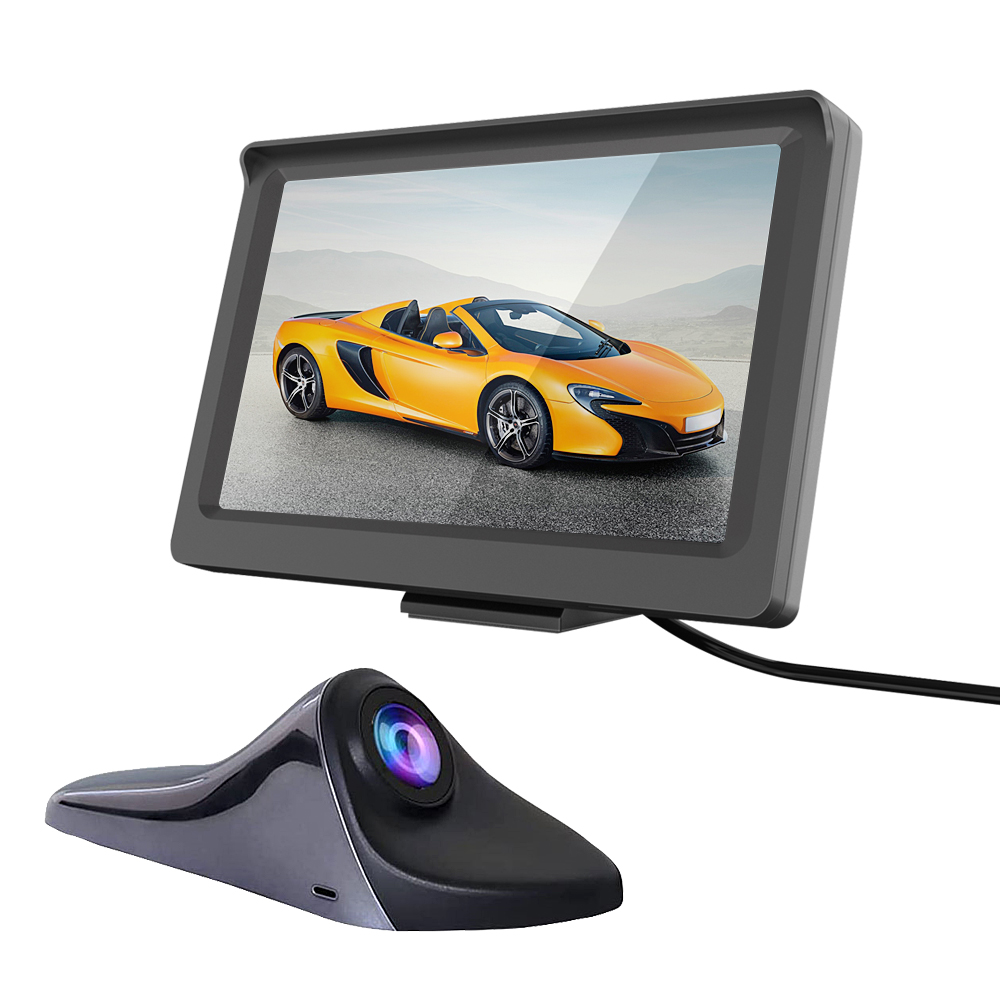 Car Side View Camera 7 inch HD Surveillance System, IP68 Waterproof Blind spot Camera with HD LCD Screen Parking Assistance System, Black