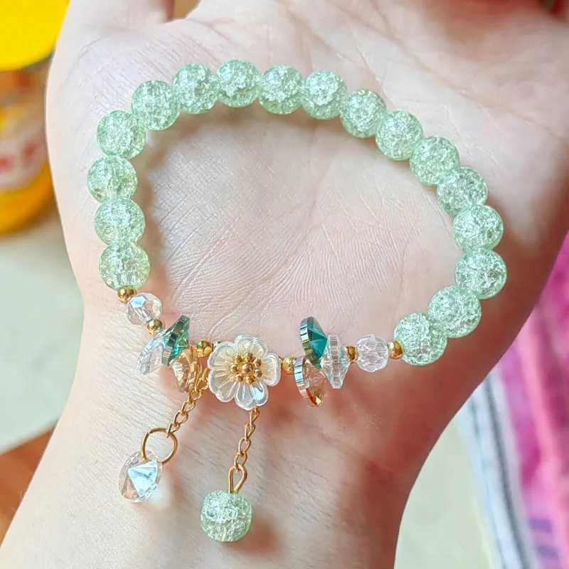 Sweet Vintage Pearl Lily Tulip Flower Bracelet for Women Fashion Cute Tassel Peach Pendant Bracelets Aesthetic Jewelry W250526