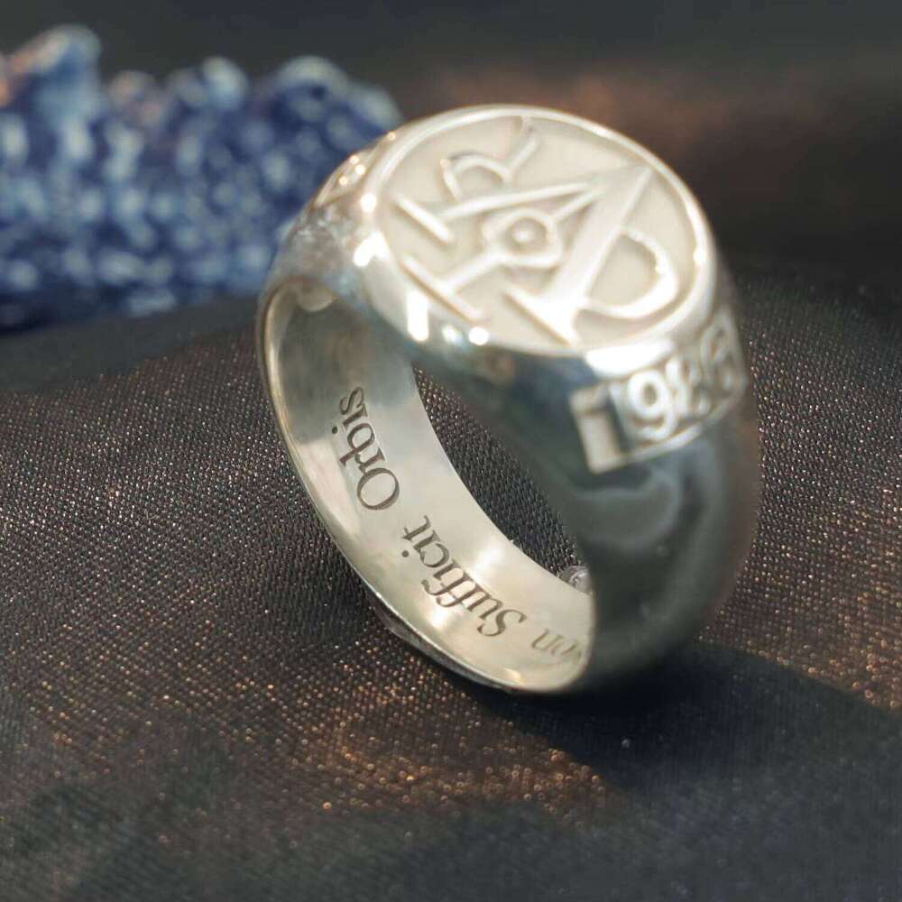 Customized Signet Sterling Sier 15mm Round 3D Men Ring for Father Gift Wholesale