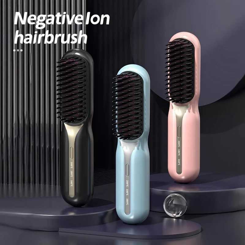 FZFZ Cordless Hair Straightener Hot Heating Comb Professional Electric Brush For Hair Smoothing Iron Negative Hair Care z250527