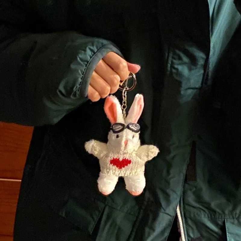 Cartoon Plush Stuffed Dolls Toy Keychain Rabbit Animal Backpack Pendant Korean Keyring Birthday Gifts for Women W250526
