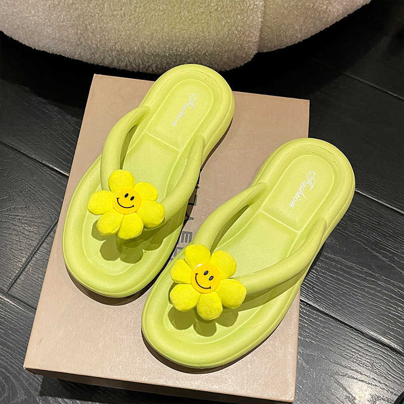 New Arrival Summer new flip up womens sunflower pattern slider integrated Eva slider no slider beach holiday shoes home indoor slider T250108
