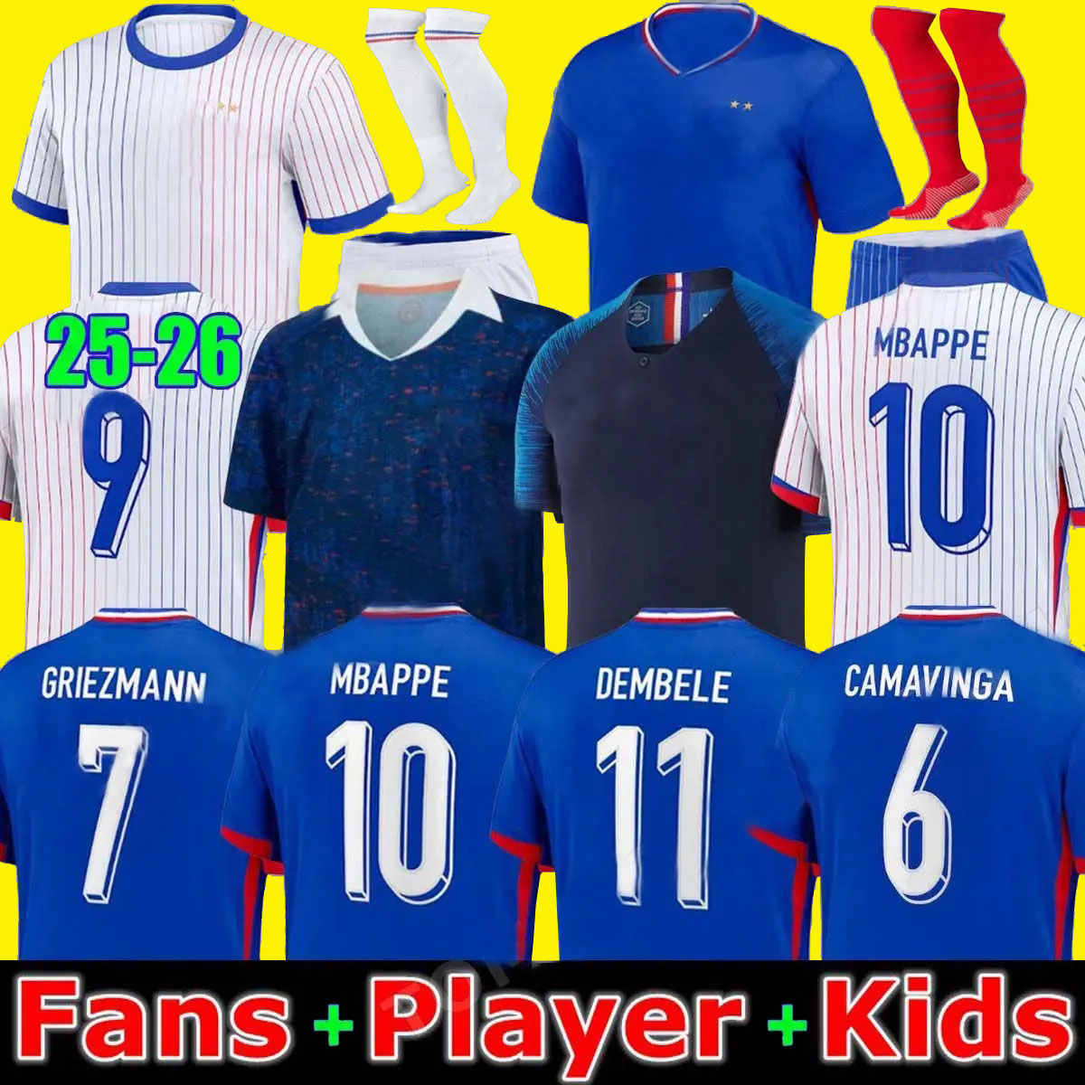 french soccer jersey 25 26 MBAPPE GRIEZMANN 2025 2026 GIROUD PAVARO HERNANDEZ DEMBELE Maillots de football shirt equipement de foot Men kids kit enfants