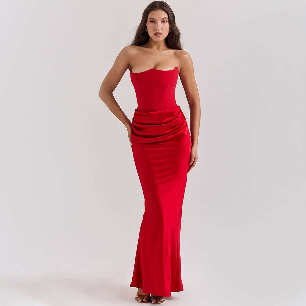 New Autumn Winter Fashion Women's Fashionable Strapless Sexy Backless Slim Evening Dress Women