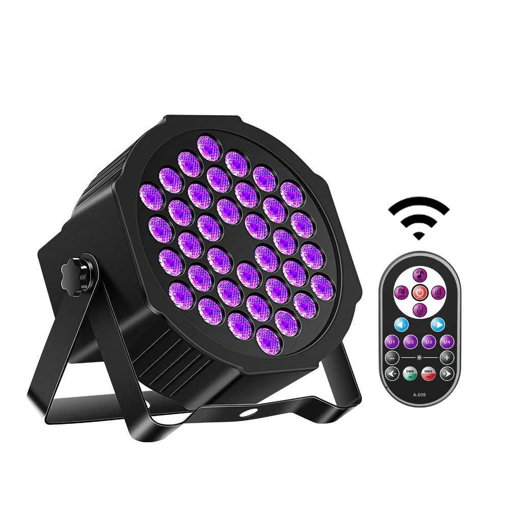 UKing 4PCS 36 LED Stage Flat Par Lighting 36W UV Blacklight DMX512 Effect for DJ Disco Party Christmas Bar Club Show Lights XJ250527