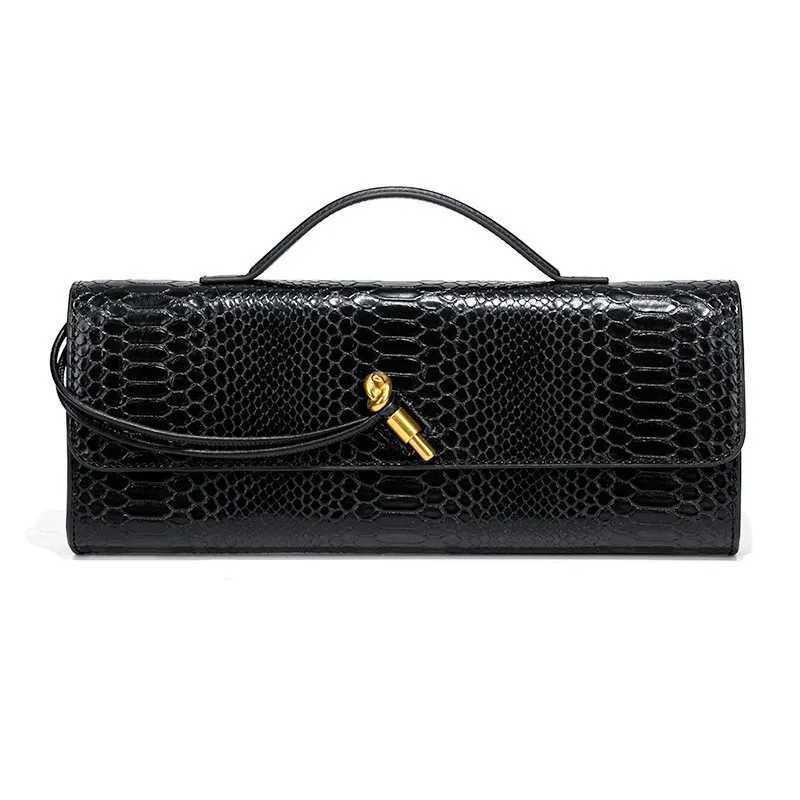 Vintage Long Box Clutch Bags Women Brown Crocodile Pattern Wallets Gold Metal Chain Handbag Designer Luxury Evening Party Purse W250527