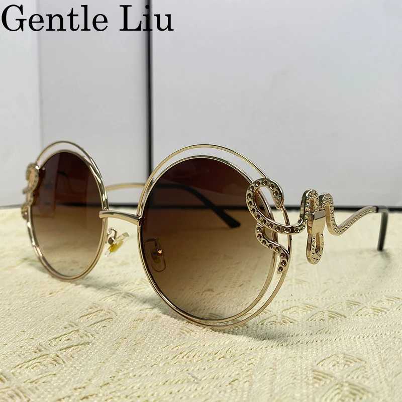 Vintage Round Sunglasses Women Oversized 2025 Luxury Brand Shades Metal Big Frame Eyewear Irregular Sun Glasses For Ladies UV400 Z250527