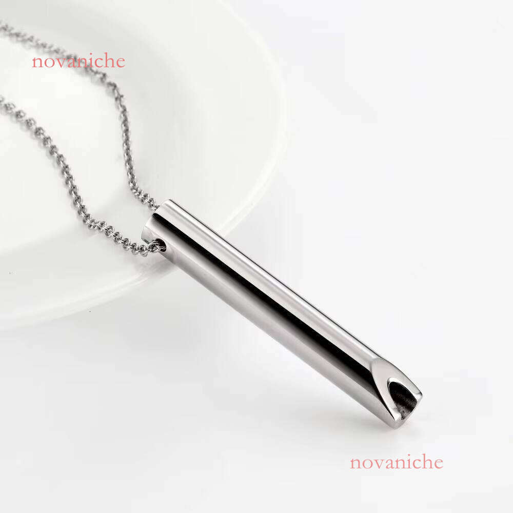 Stainless Steel Necklace Whistle Pendant Engraved Customer Memories Text Adjust Breathing Slow Pressure Accessories