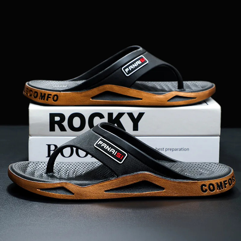 Mens Slippers Summer Man Sandals Flip Flops PVC Soft-soled Beach Shoes Pinch Summer Outdoor Sanding Leisure Trend Couple Indoor 250526