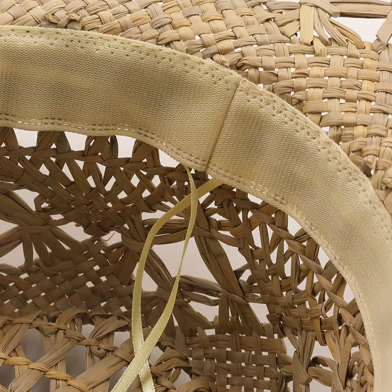 Spring Summer Hand-Knitted Rolled Brim Malangrass Straw Hat Women Men Hollow Ethnic Style Cowboy Hat Outdoor Sun Protection Hat 250526