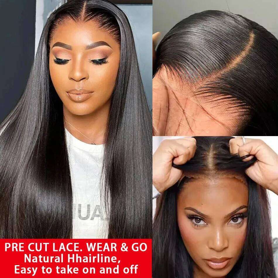 13x4 13x6 Straight Frontal Glueless Wigs 6X4 5X5 Pre Cut Lace Closure Human Wigs Wear Go Brazilian Hair