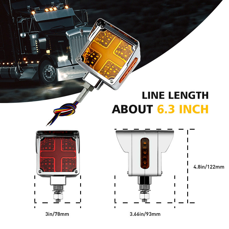 Modified Lights Truck Side Lights LED Truck Lights Double Sided Lights Universal for all kinds of cars Easy to install 4 wires mode for red bright + y