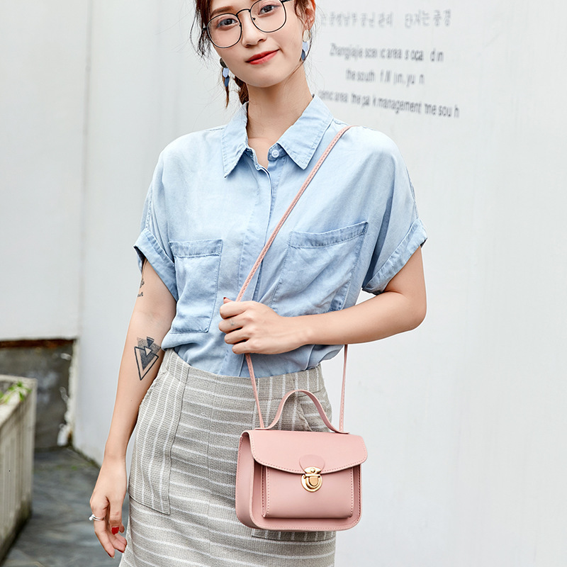Brand High Quality Style Lock Buckle Square Summer and Style Double Pocket Single Shoulder Crossbody Handbag Mobile Phone Small Bag Free Delivery Desi
