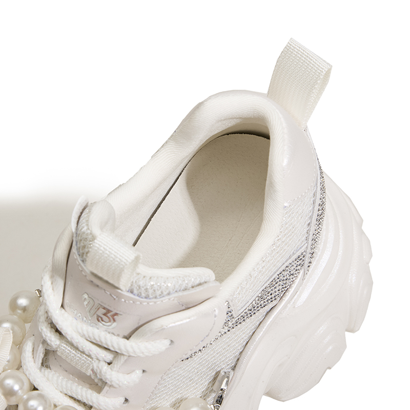 Designer Thick-Soled Insole Height-Increasing Dad Shoes for Women, New Spring Water Diamond Breathable Single Shoes Versatile and Casual Shoes for Sma