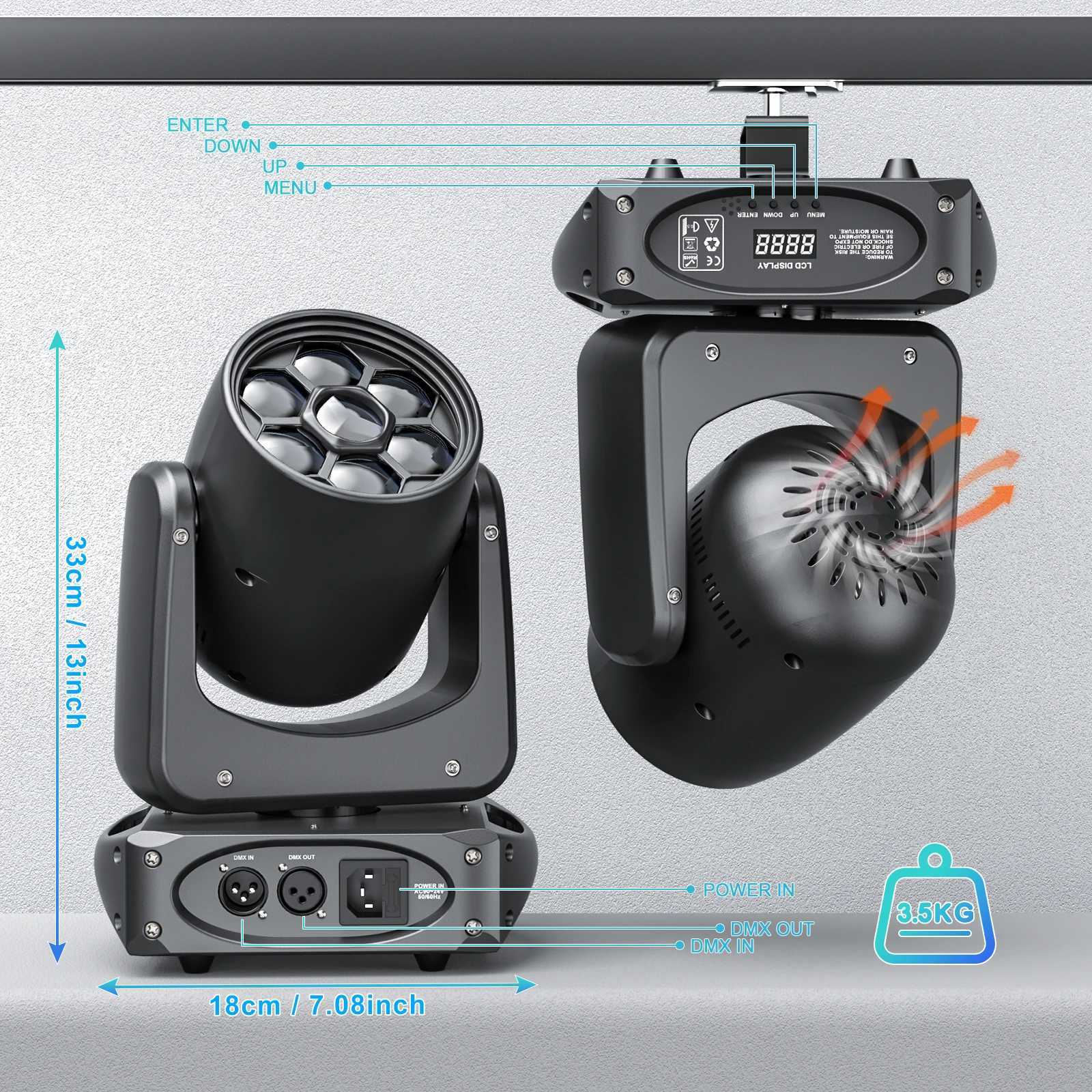 Yiflamefly 150W Bee Eye Gobo Moving Head Lights 6X10W RGBW Stage Lights DMX512 DJ Lights For Disco Party Club Bar Show XJ250527