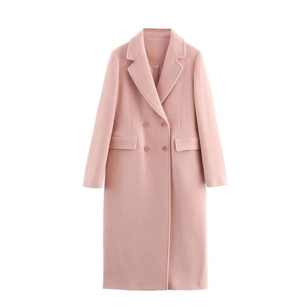 European And American Style Spring New Temperament Versatile Lapel Double-Breasted Long Coat Jacket