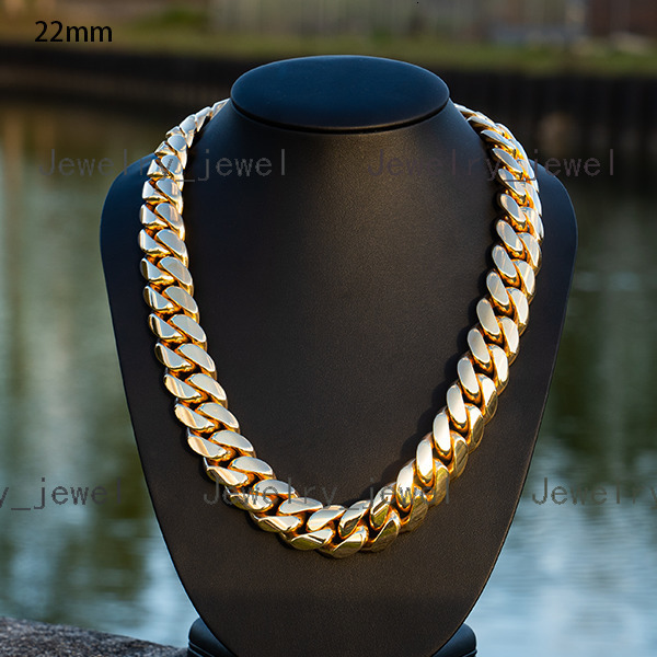 Wholesale High Quality 18k Gold Plating Custom 925 Silver Cuban Link Chain Hip Hop Jewelry 22mm Miami Cuban Chain Necklace
