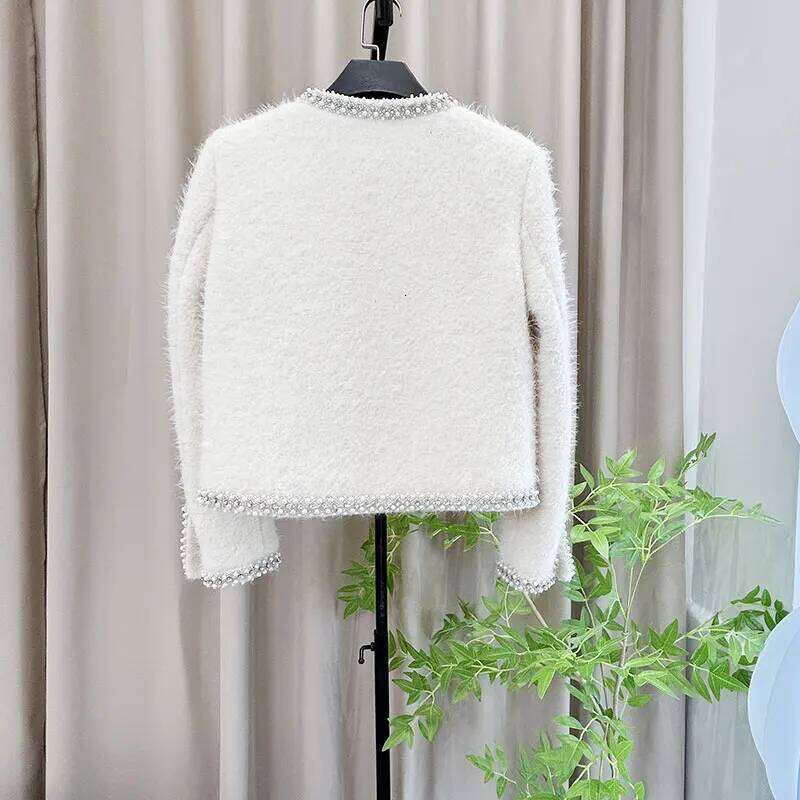 2025 New Fashion Lady High-End Heavy Industry Beading Temperament Design Casual Tweed Jacket