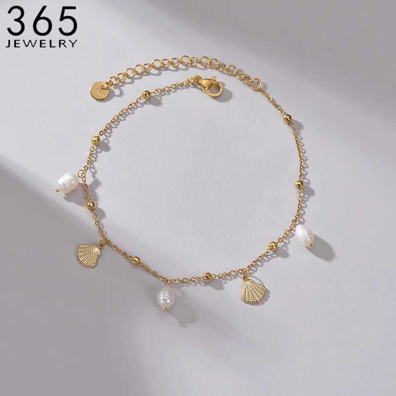 Fashion High Quality Shell Pearl Bracelet Stainless Steel Gold Color For Women Bangle Girl Jewelry Gift W250526