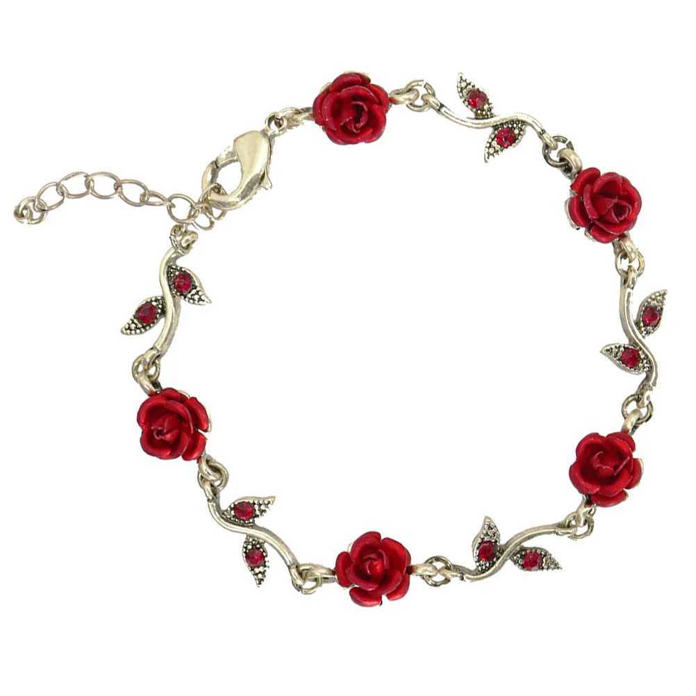 Rose Bracelet Flower Wrist Chain Red Valentines Day Gift Adjustable Romantic Charm Bangle Gifts W250526