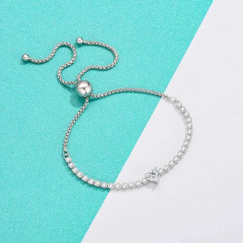 Certified Heart 0.5CT Bracelet for Wedding Party Moissanite Bracelet for Women 925 Sterling Silver Luxury Fine Jewelry W250526