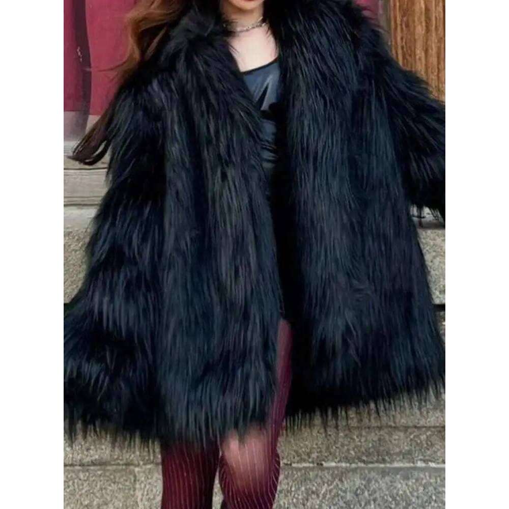 UCXQ Temperament Faux Fur Coat European Style Street Fashion All Match Loose Casual Women's Outerwear 2025 Autumn Winter 23C2516