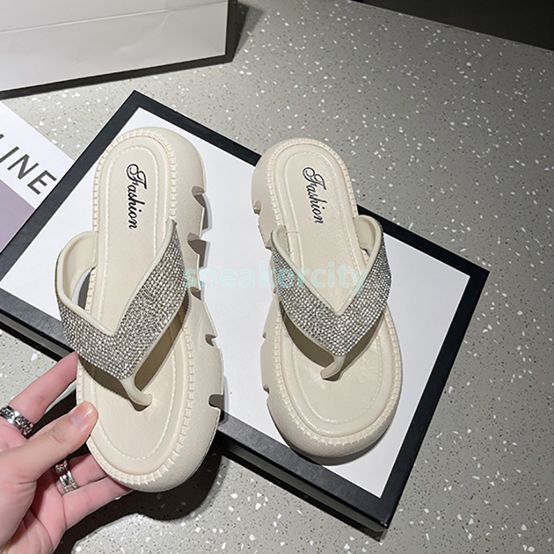 2025 designer sandals rhinestone glisten slides platform slippers casual fashion Flip Flops summer daily flats heels sliders comfortable mules slipper
