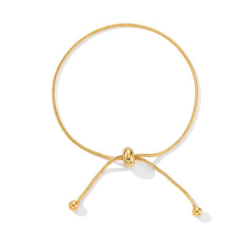 Summer Bracelet for Women Bead Adjustable Stainless Steel Chain Rose Gold Silver Color Hand Jewelry (B003) W250526