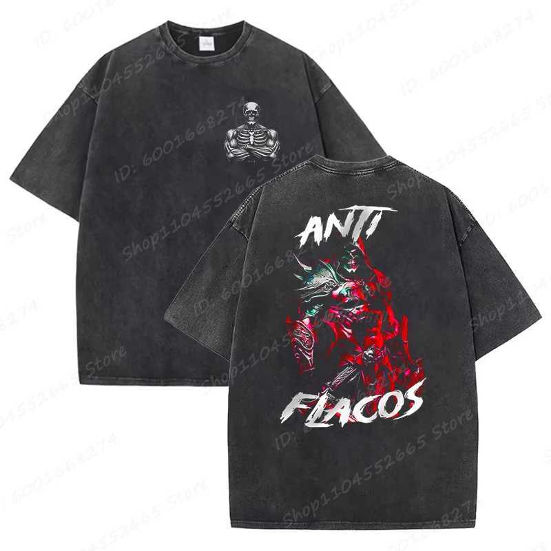 Mens Oversized T Shirt Calacas Chidas Gym Print Washed T-Shirts Trendy Summer Streetwear Tees Aesthetic Casual Skeleton Tops Z250527