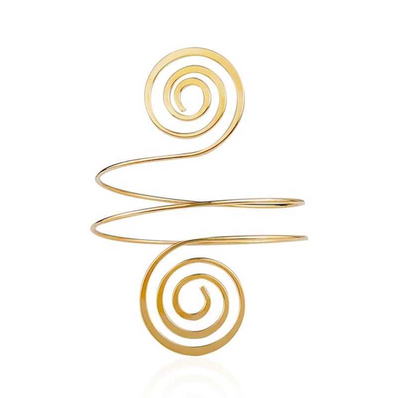 Upper Arm Bracelet Metal Coil Swirl Spiral Shape Armband Cuff Fashion Simple Arm Bangle Armlet Adjustable for Women Girl W250526