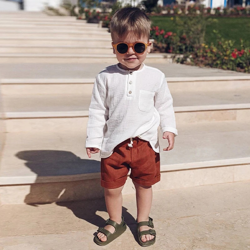Retro Cotton Linen Drawstring Boys Shorts Summer Girls Comfortable Elastic Waist Loose Casual And Beach TZ420 250527