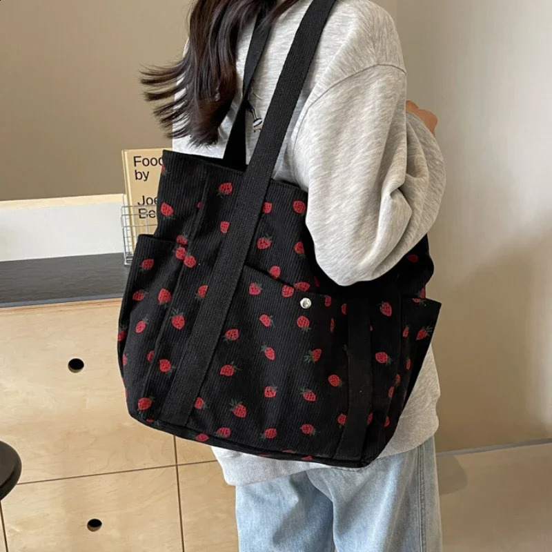 Forest Fresh Corduroy Handbag Sweet and Fashionable Versatile Shoulder Bag Beautiful and Simple Womens Tote Bag 250428
