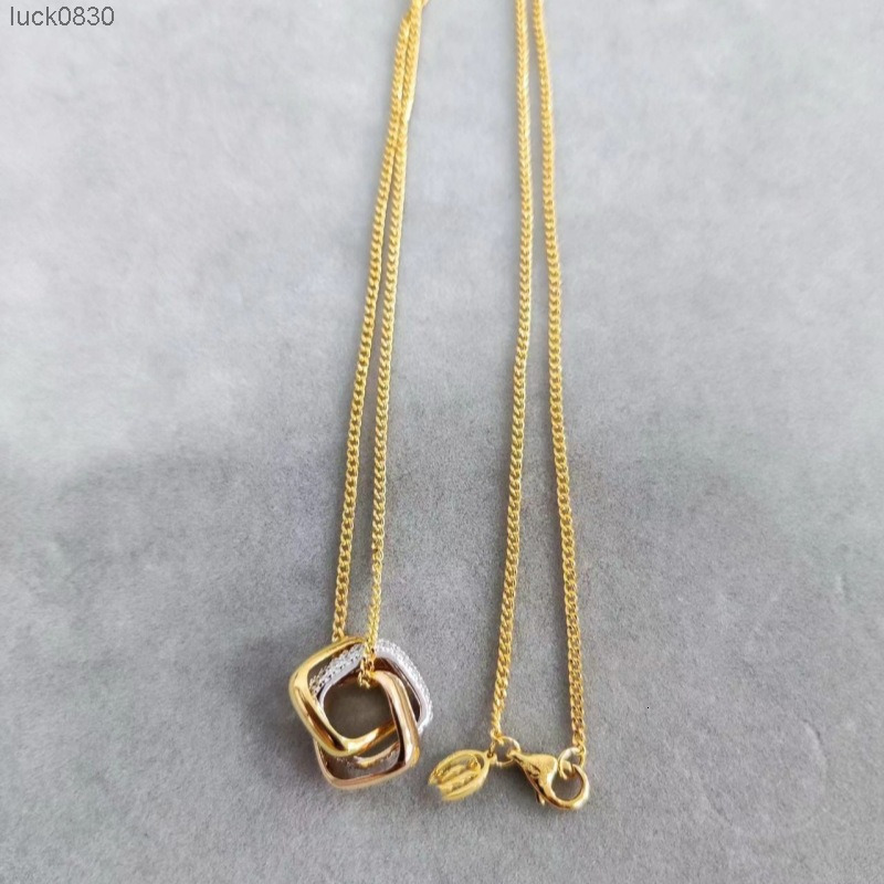 Necklace Designer for Woman Carter Luxury Necklace Diamond Three Color Three Ring Necklace for Men and Women Couple Series Clavicle Chain Fashionable An