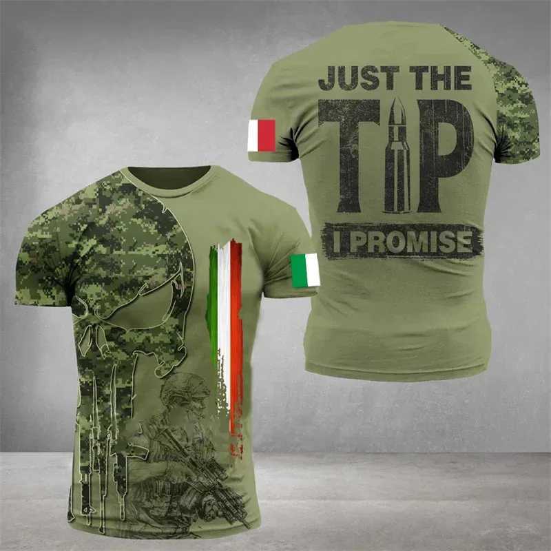 Camo Italy Flag T-shirt For Men Italian 3D Printed T Shirt Classic Short Sleeve Tee Shirt Oversized Sports Camouflage Tops Z250527
