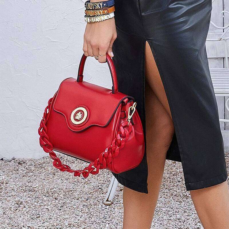 Women's Bags Designer Brand Classic Shoulder Women Versatile Retro Acrylic Chain Textured Handbag Large Capacity Flap Crossbody Bag