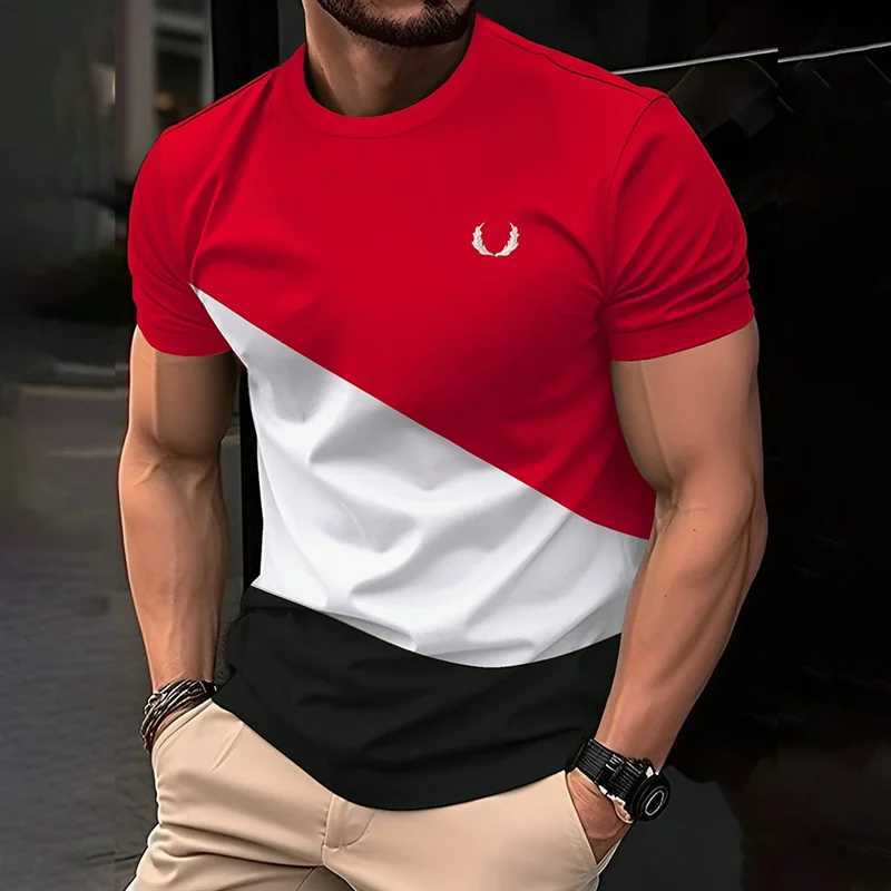 Simple Contrasting Colors T Shirts For Men Fashion Summer Short Sleeve 3D Printed T-shirts Casual Loose Daily Wear Tees Z250527