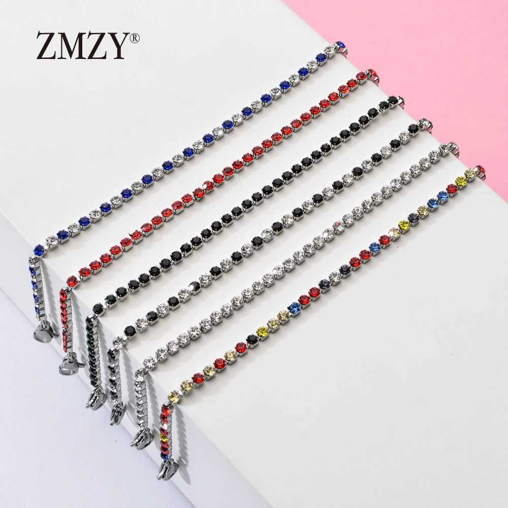 ZMZY 304L Stainless Steel Bracelet Rhinestone Sparkly Cubic Zirconia Tennis Link Bracelets Gifts For Women Wedding Jewelry W250526