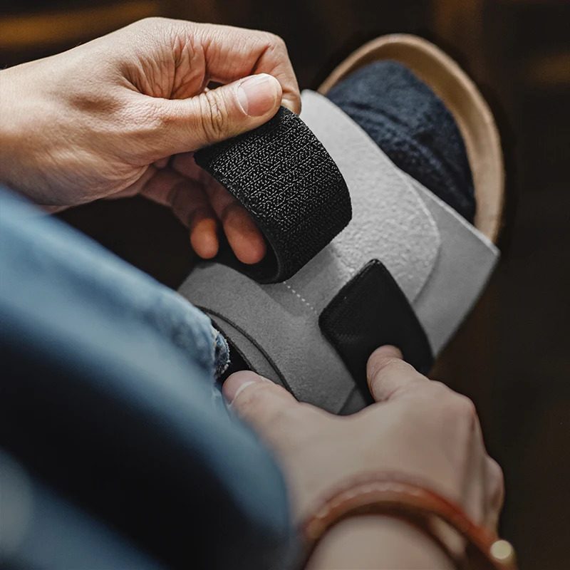 Maden Casual Color-Block Mules Mens Summer Cork Sole Slide-On Sandals with Hook and Loop Closure Breathable Outdoor Shoes 250526