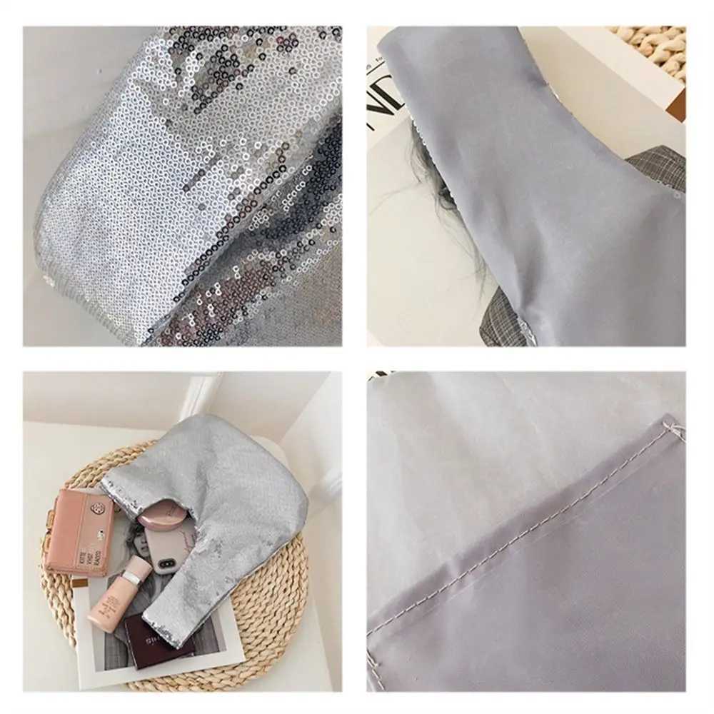 Women Girls Wrist Knot Bag Reversible Sequin Handbag Glitter Evening Clutch Purse Trendy Fashion Tote Bag W250527