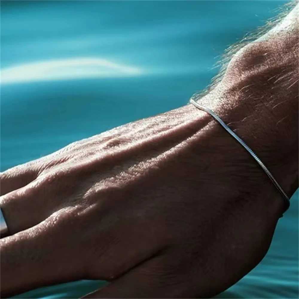 Simple MEN Stainless Steel Square Snake Bone Chain Bracelet Hip-Hop Jewelry Trendy Party Accessories Bracelet For Women W250526