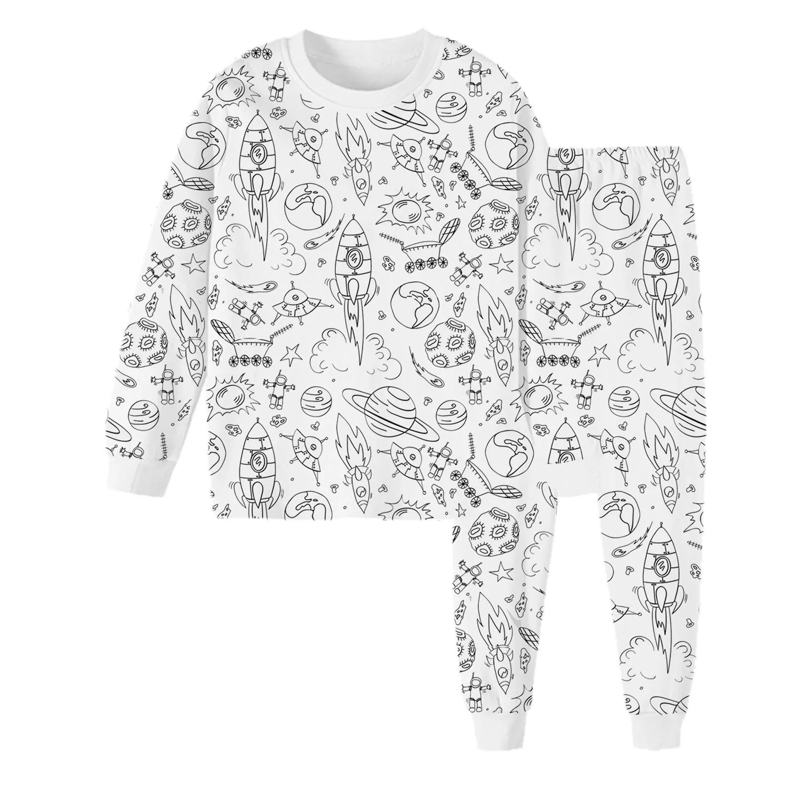 Toddler Girl Winter Clothes Kid DIY Hand Painted Homewear Set Coloring Pajama Sets For Boy And for Little Girls 250527