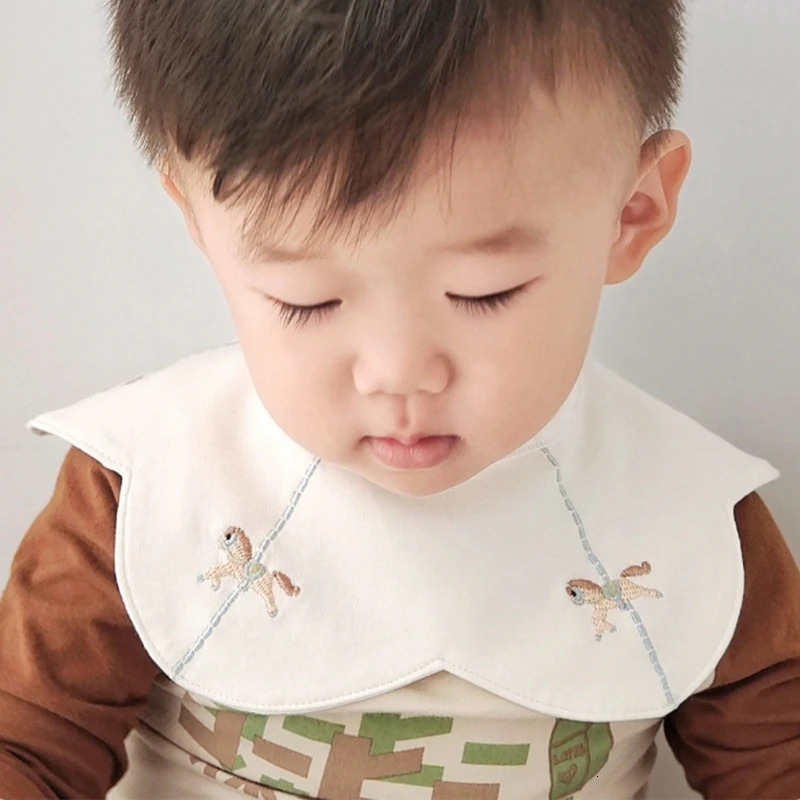 Kids Embroidered Waterproof Feeding Bibs Comfortable Cotton Bibs Toddlers Waterproof Bibs Infant Mealtime Bibs for Kids 250522