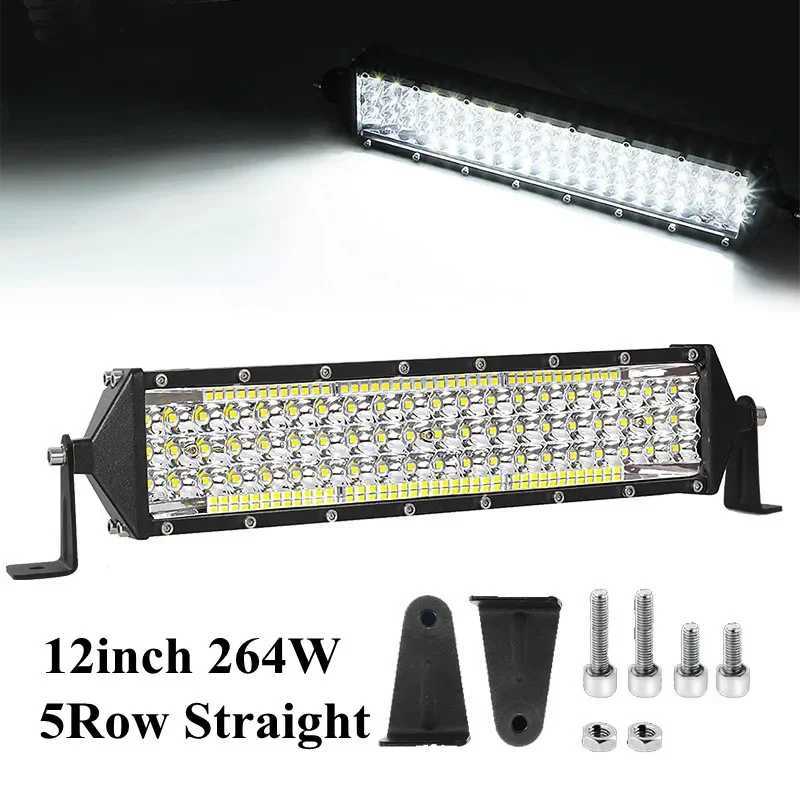 12inch 88LED 264W 5 Row LED Bar Spotlight Flood 12V 24V Offroad LED Light Bar For Truck 4X4 Off Road Car SUV ATV Work LightXJ250527