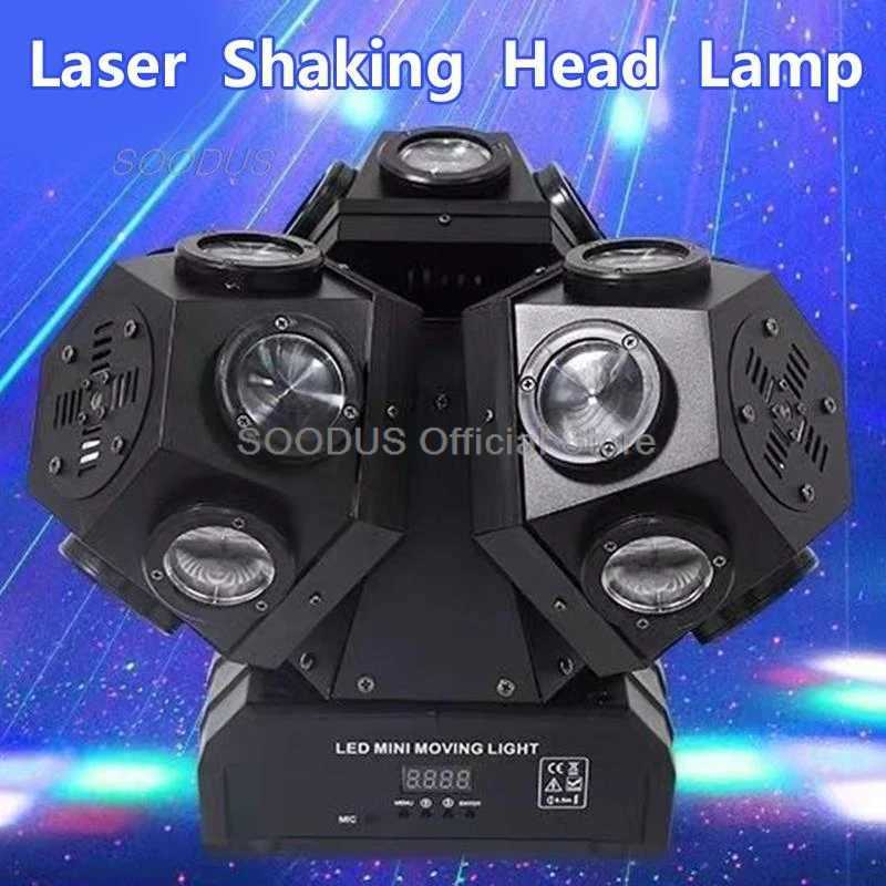 3 Head Beam Moving Head Light 18 LED Beads Rotating Stage Light Auto DMX512 Control Sound Activated Strobe Effect Stage LightingXJ250527