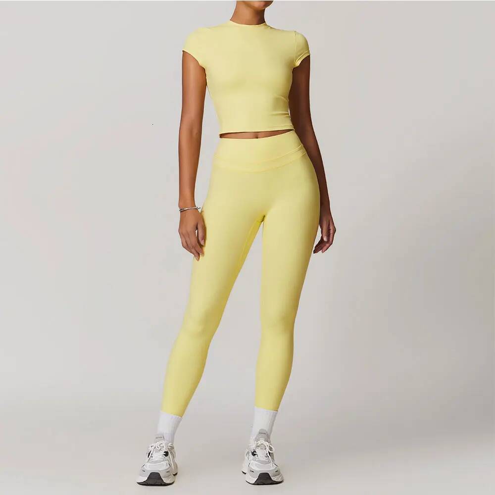 JUREN Suit 2PCS Quick-Drying Gym Set Women Tracksuit Running Workout Short Sleeves Sports Yoga Clothing