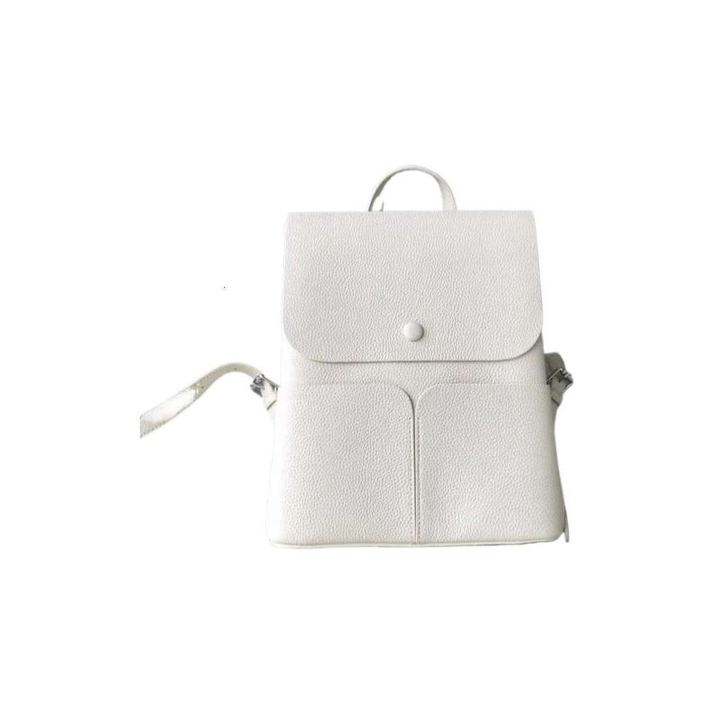Retro Casual New Genuine Office Solid Color Natural Leather Travel Backpack Womens Shoulder School Bag