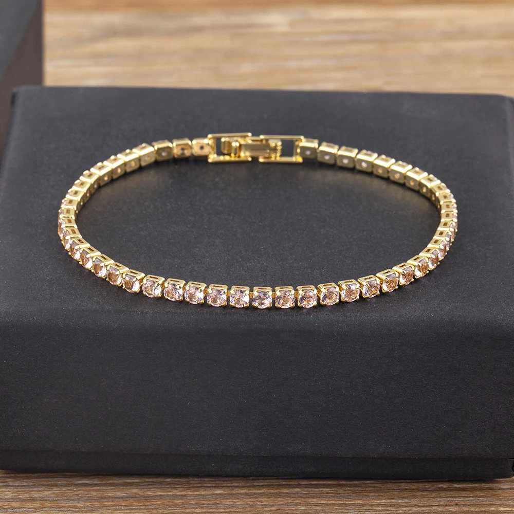 Nidin Tennis Chain Bracelet for Women Luxury Handy 4 Claws Mosaic Cubic Zirconia 6 Rainbow Colors Fashion Party Jewelry Gift W250526