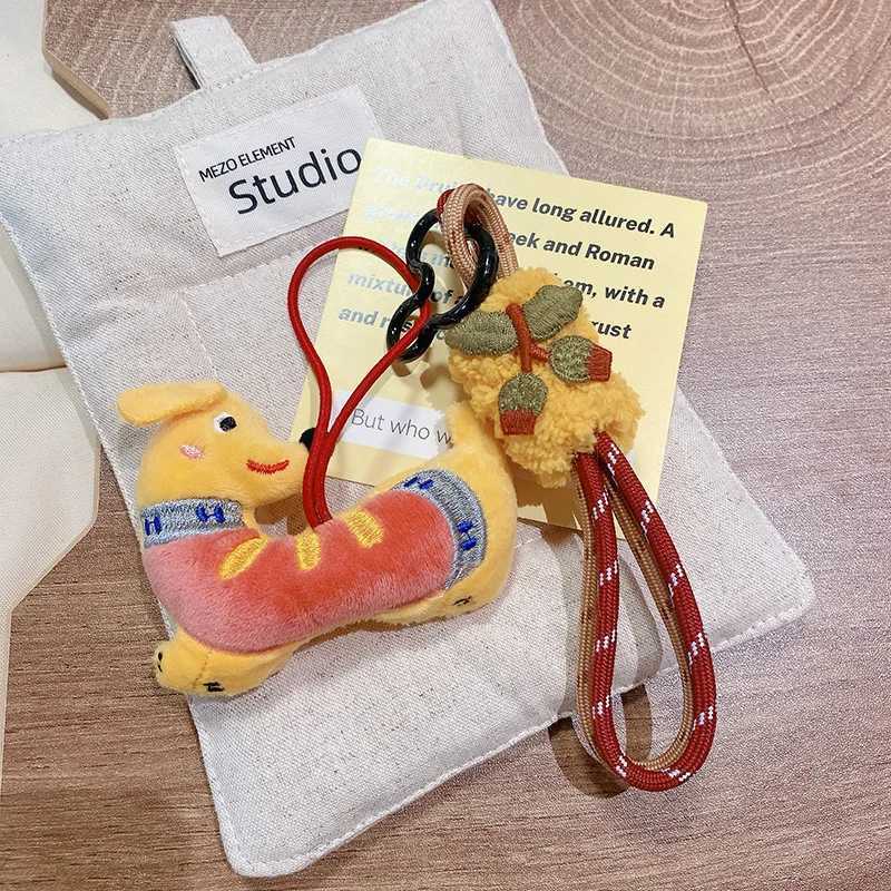 Cute Dachshund Dog Pendant Keychain For Bag Pendant Funny Puppy Doll Keychain With Lanyard Keyring For Couple Gifts Wholesale W250526
