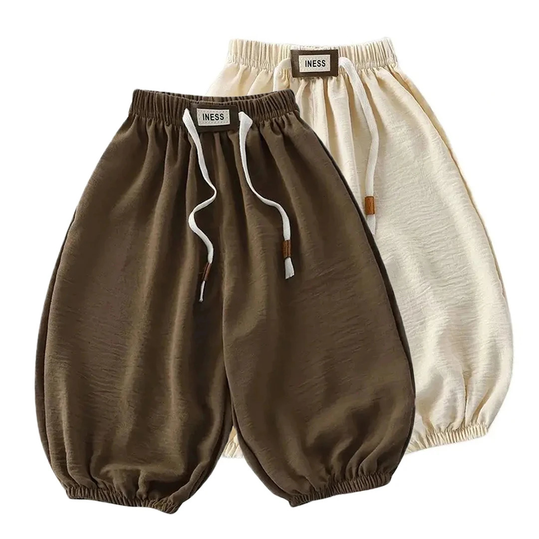 Kids Summer Pants Baby Boys Loose Fit Trousers Girls Ventilation 19 Years Old Children Elastic Waist Casual Sport Pants 250527