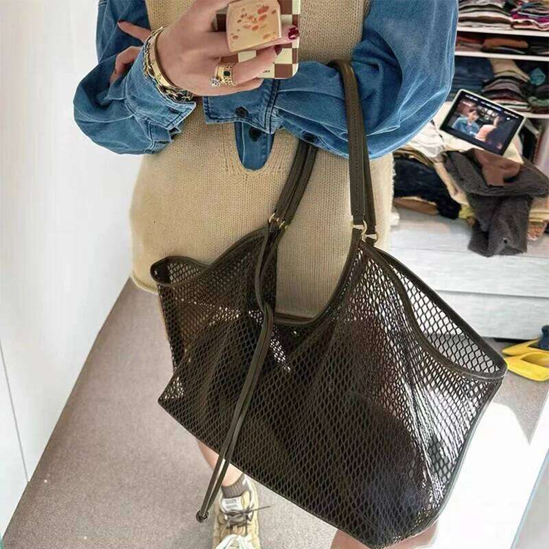 Women's Bags Designer Women Large Capacity Woven Mesh Travel Shoulder Casual Shopper Totes Beach Storage Tote Ladies Handbag Net Bag